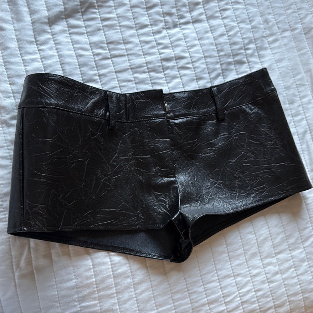 Black Women's Leather Shorts